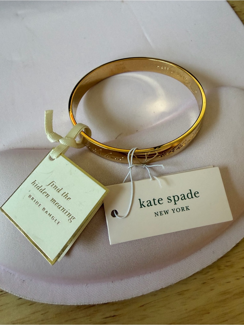 💍 kate spade gold-tone Bride Bangle with Ribbon Tag